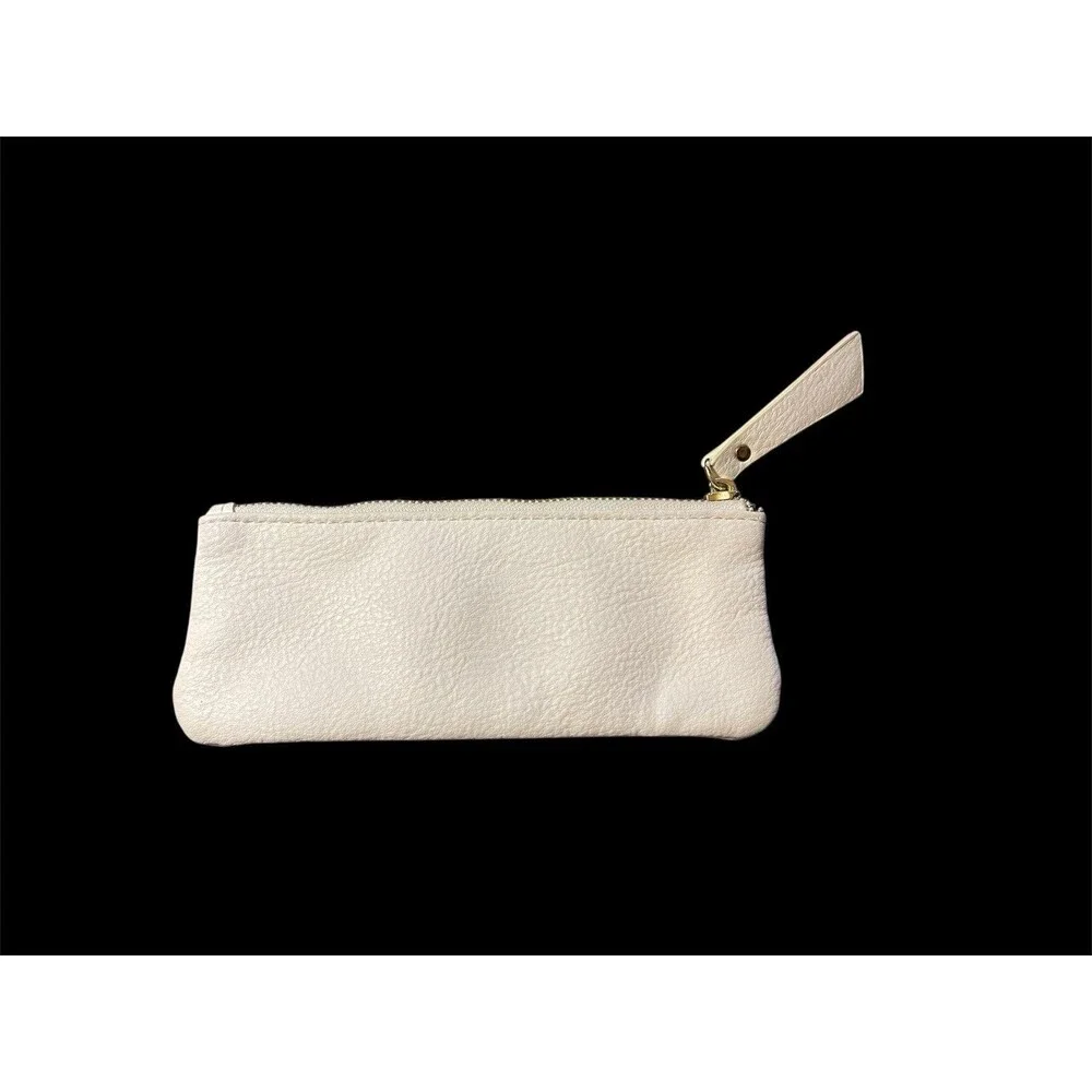 Steve Madden Slim White Clutch Purse Pencil Case 3.25” Length x 7” Width